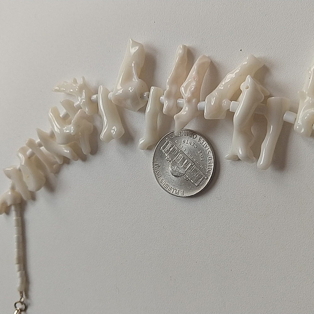 Genuine branch coral white vintage necklace collar adjustable gold tone clasp - Picture 16 of 17